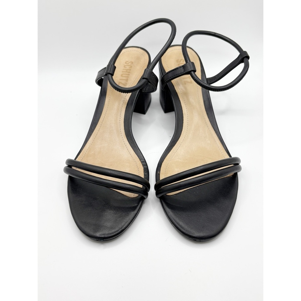 Schutz Black Mid Leather Heelsโ